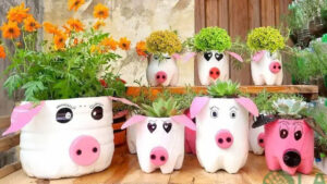 làm chậu hoa bằng chai nhựa