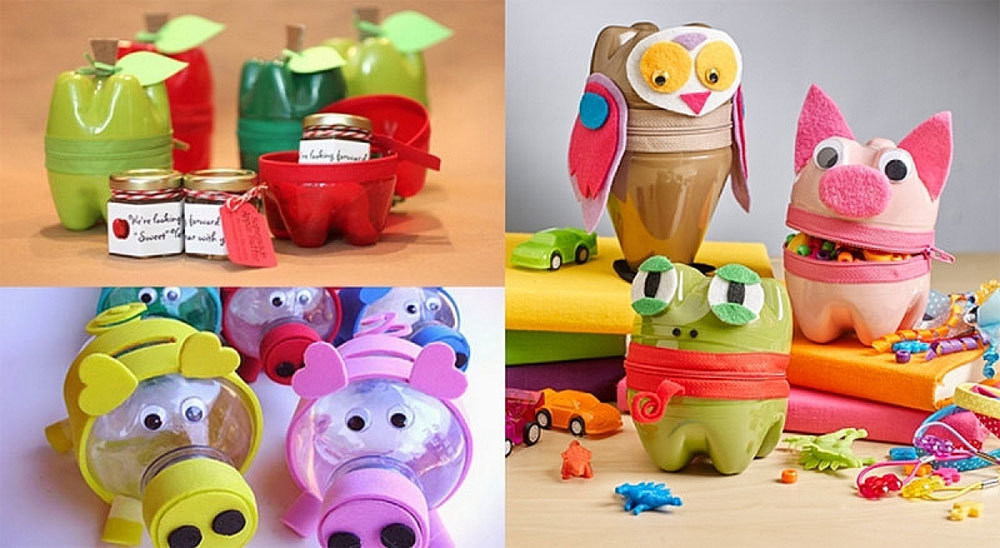 tái chế chai nhựa thành con vật