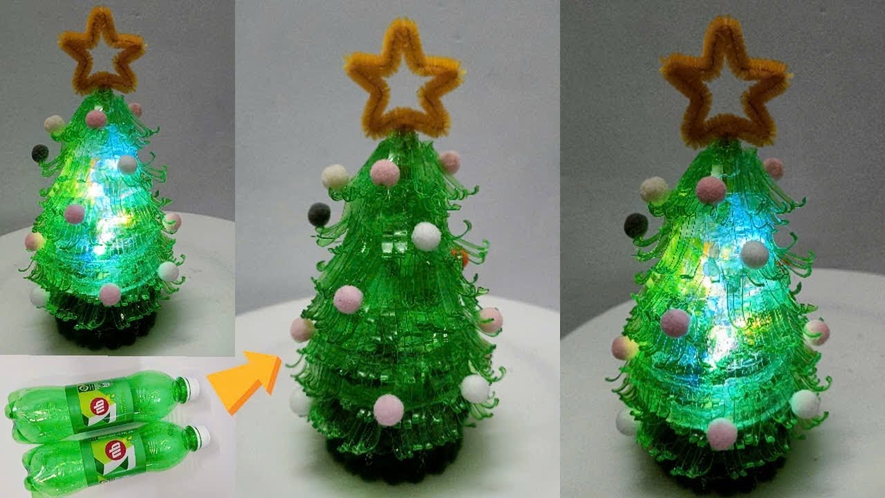 làm cây thông noel bằng chai nhựa