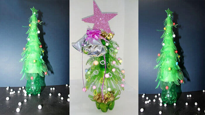 làm cây thông noel bằng chai nhựa