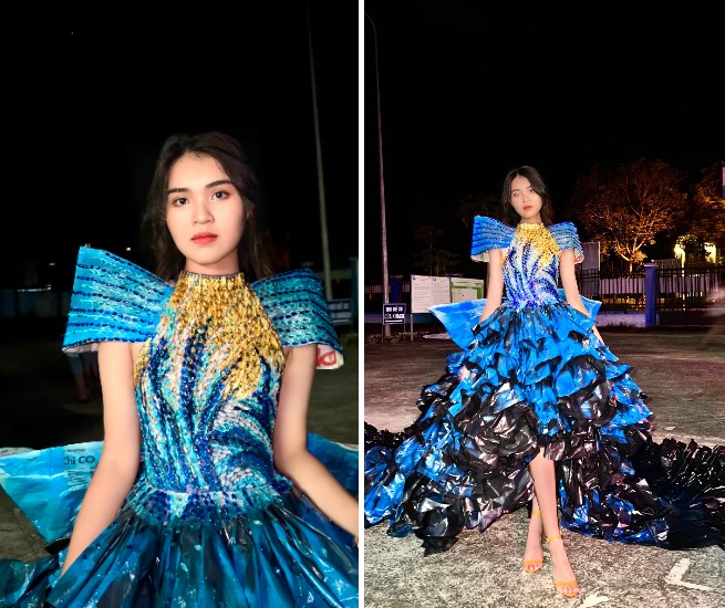 trang phục tái chế từ áo mưa