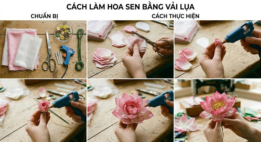 cách làm hoa bằng vải vụn