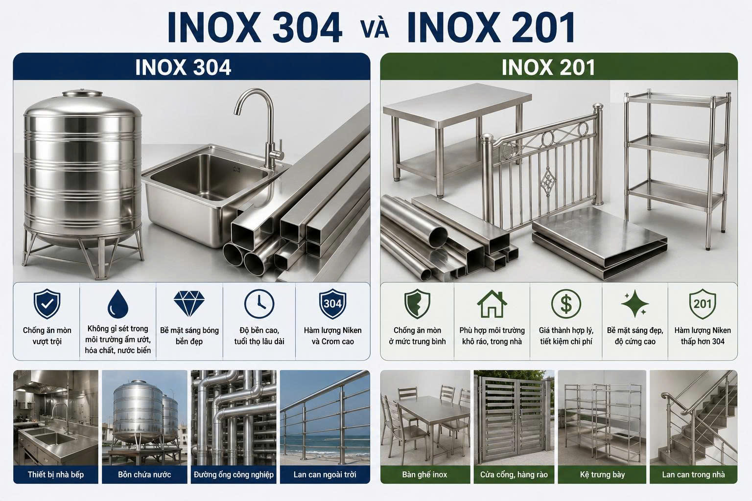 inox 304 và 201