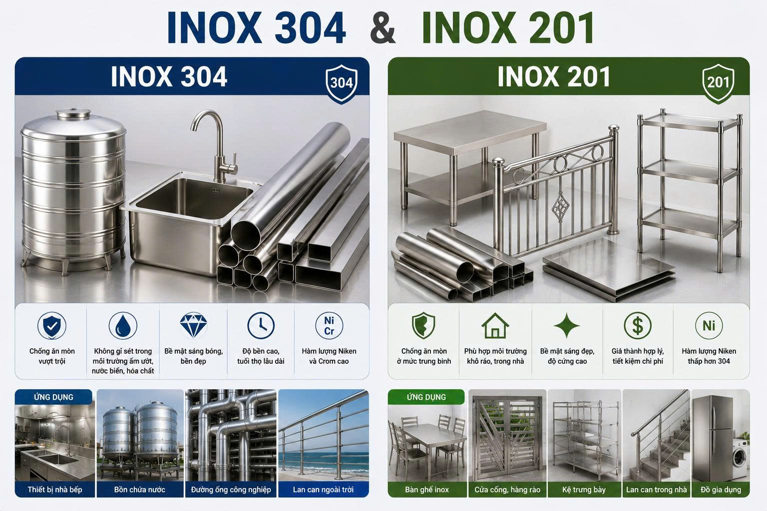 inox 304 và 201