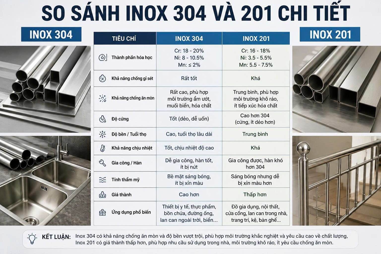 inox 304 và 201